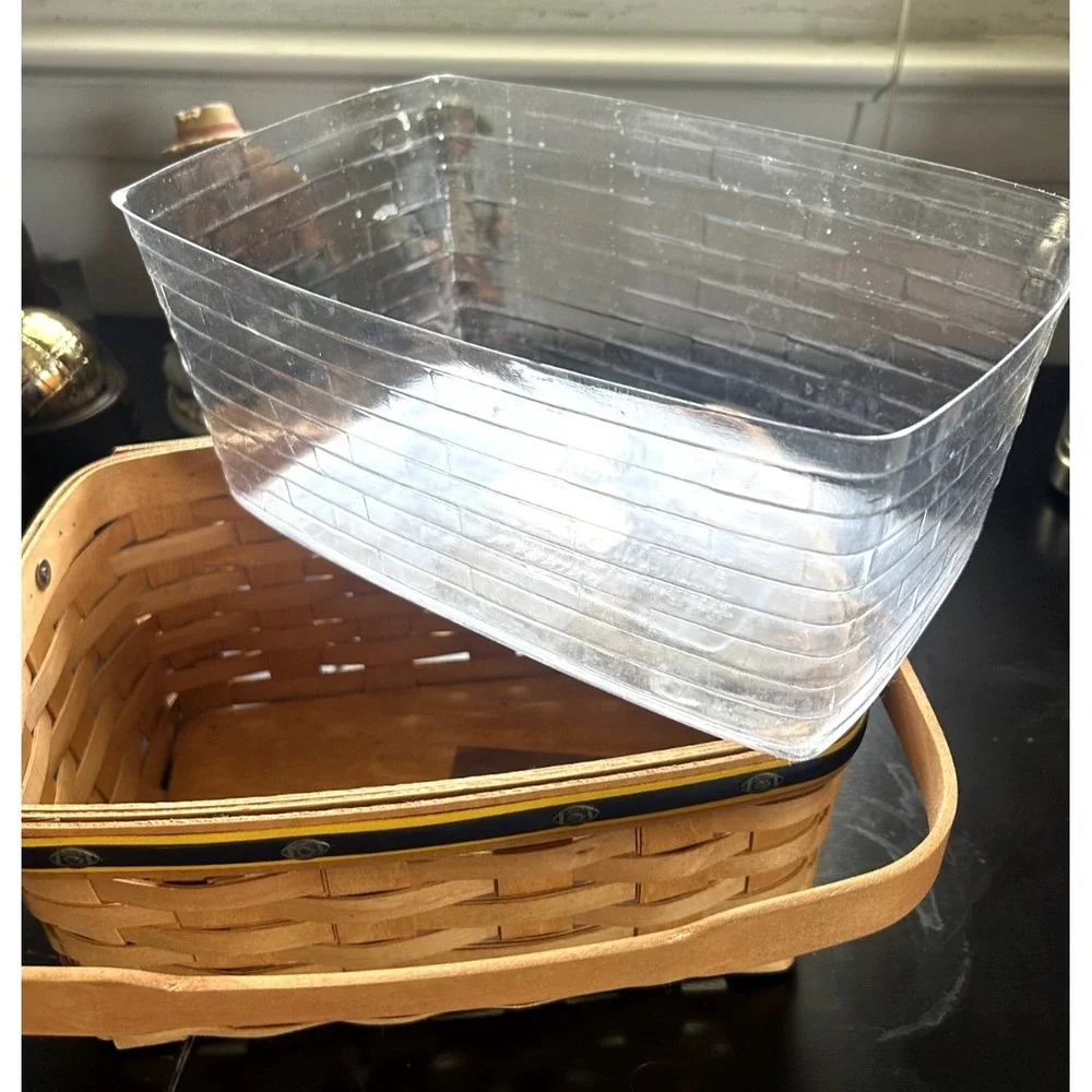 2007 Longaberger Team Spirit Lunch Box Basket Navy Blue Yellow w/Liner - Signed